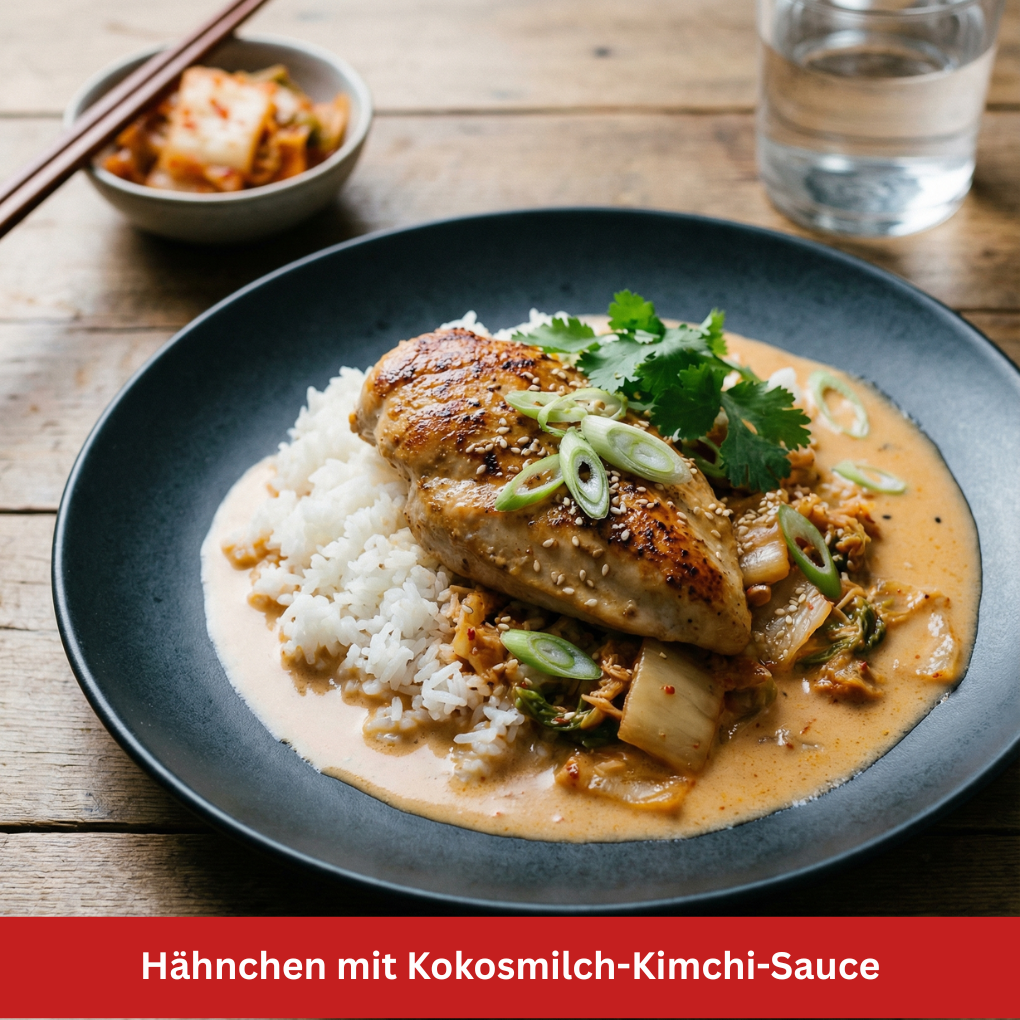 Hähnchen mit Kokosmilch-Kimchi-Sauce