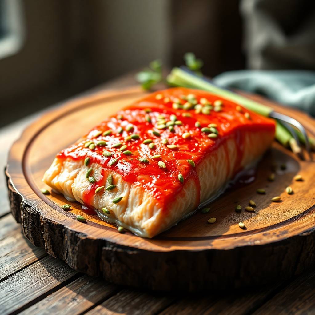 Wasabi-Sesam auf Lachs