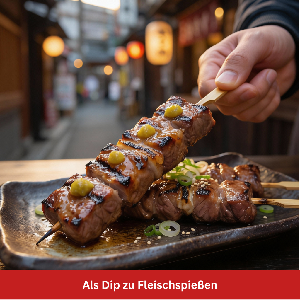 Yuzu Kosho als Dip zu Fleischspiessen Stillife