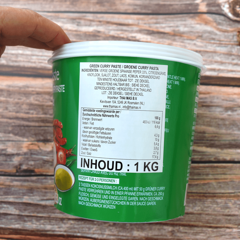 Grüne Currypaste Rückseite