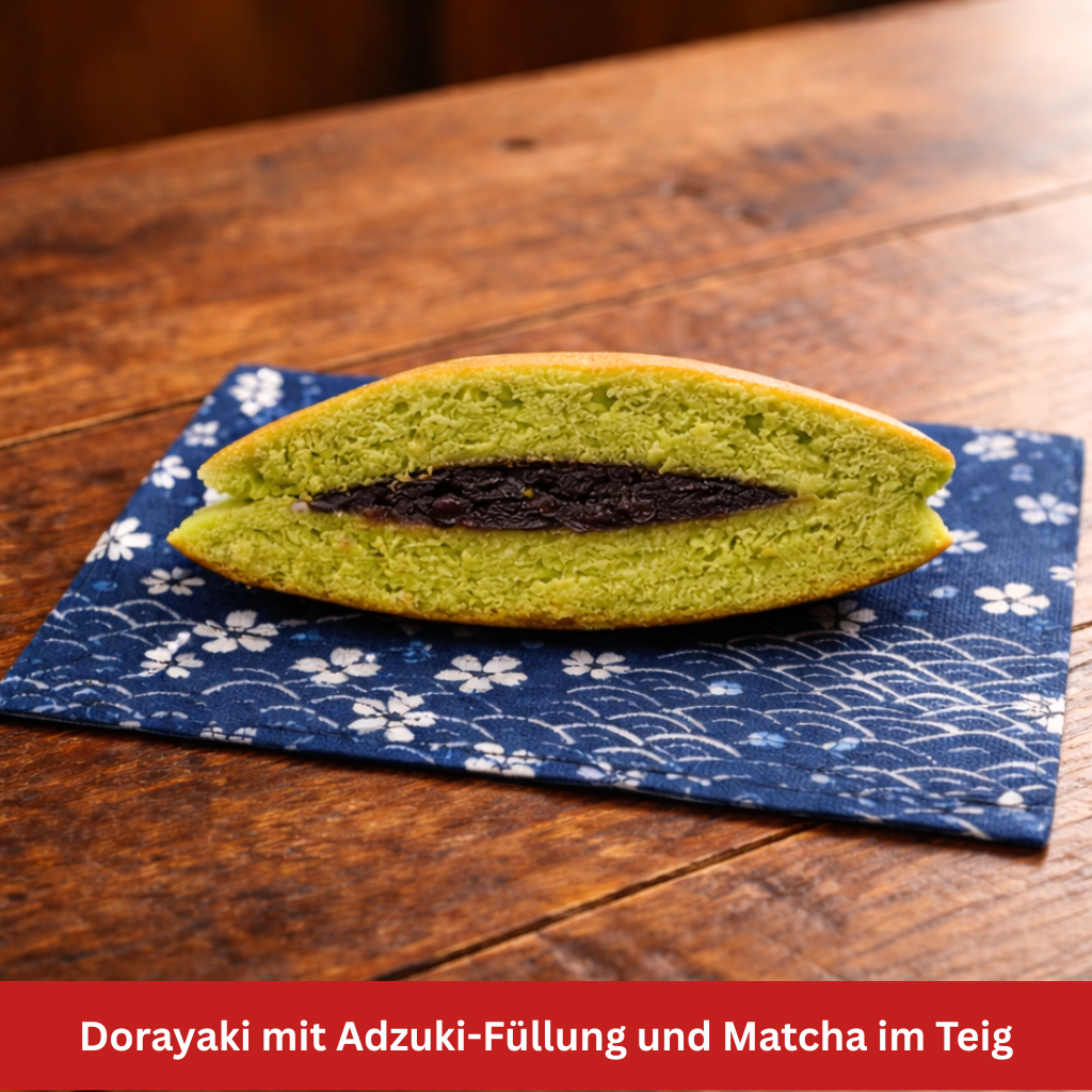 Dorayaki Matcha aufgeschnitten