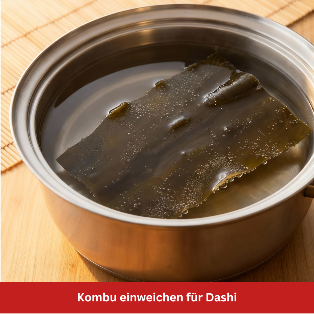 Kombu einweichen für Dashi im Topf Stillife