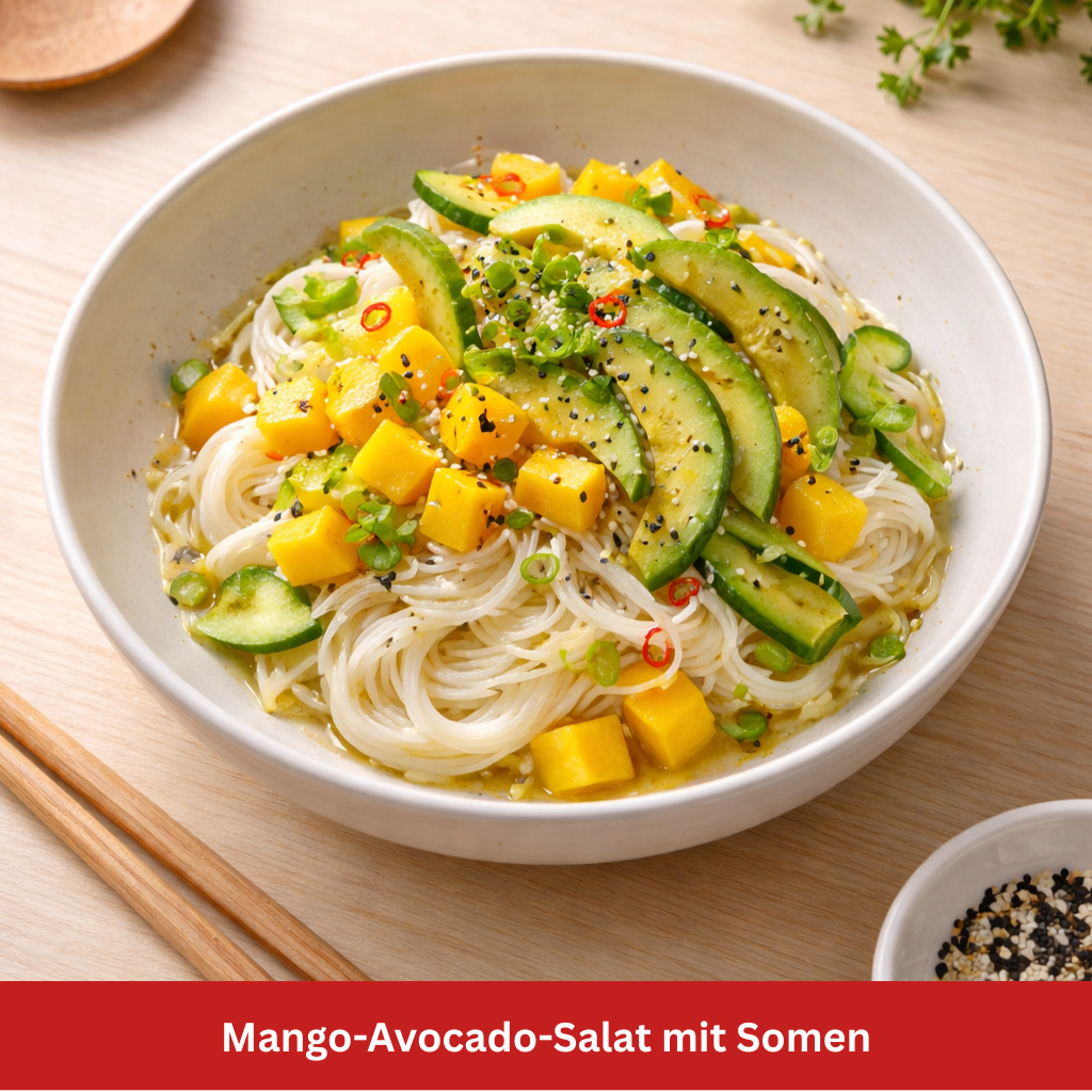 Mango-Avocado-Salat mit Somen Stillife