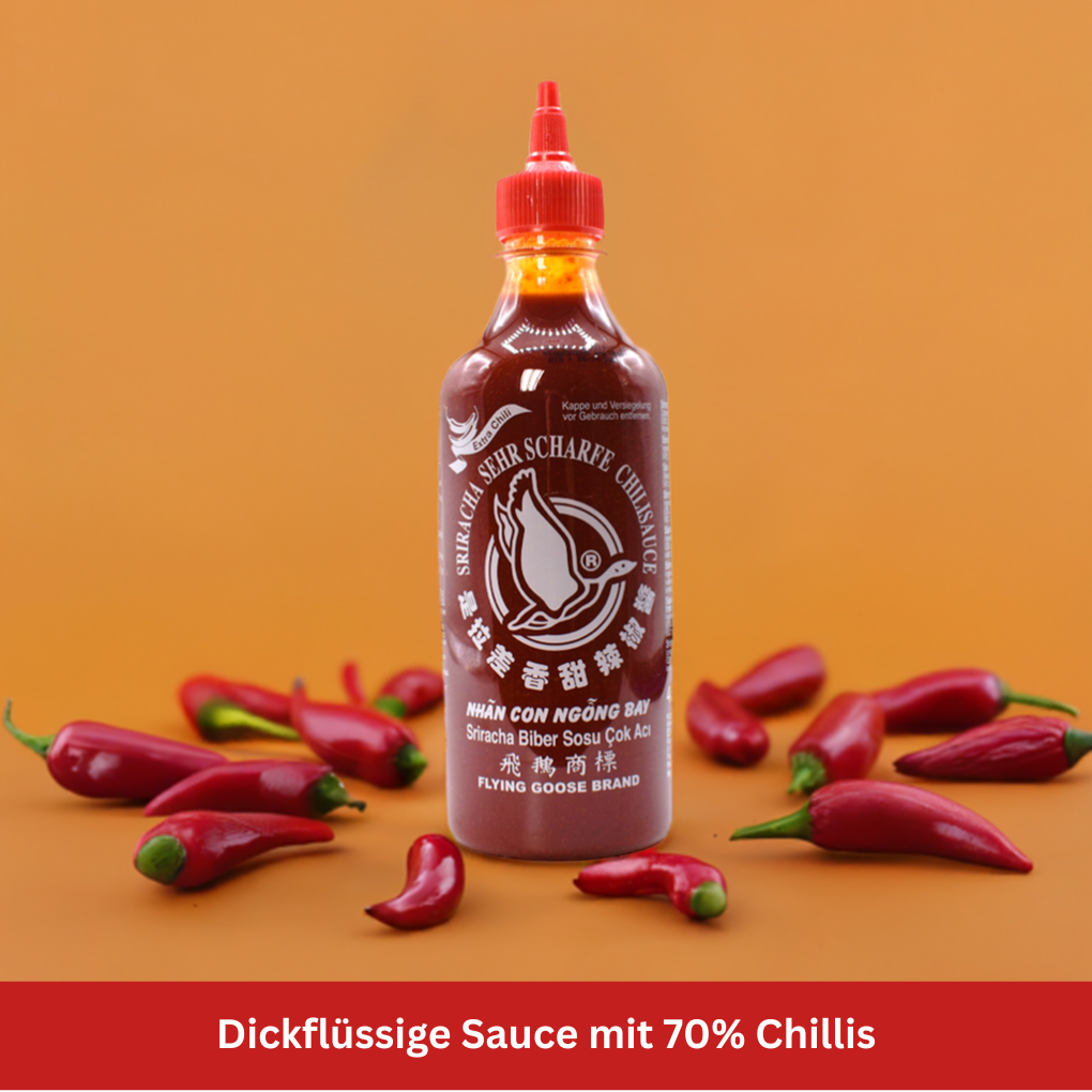 Sriracha scharf Zutaten Stillife