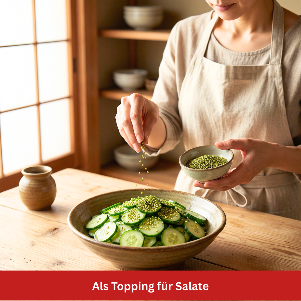 Wasabi-Sesam auf Gurkensalat Stillife