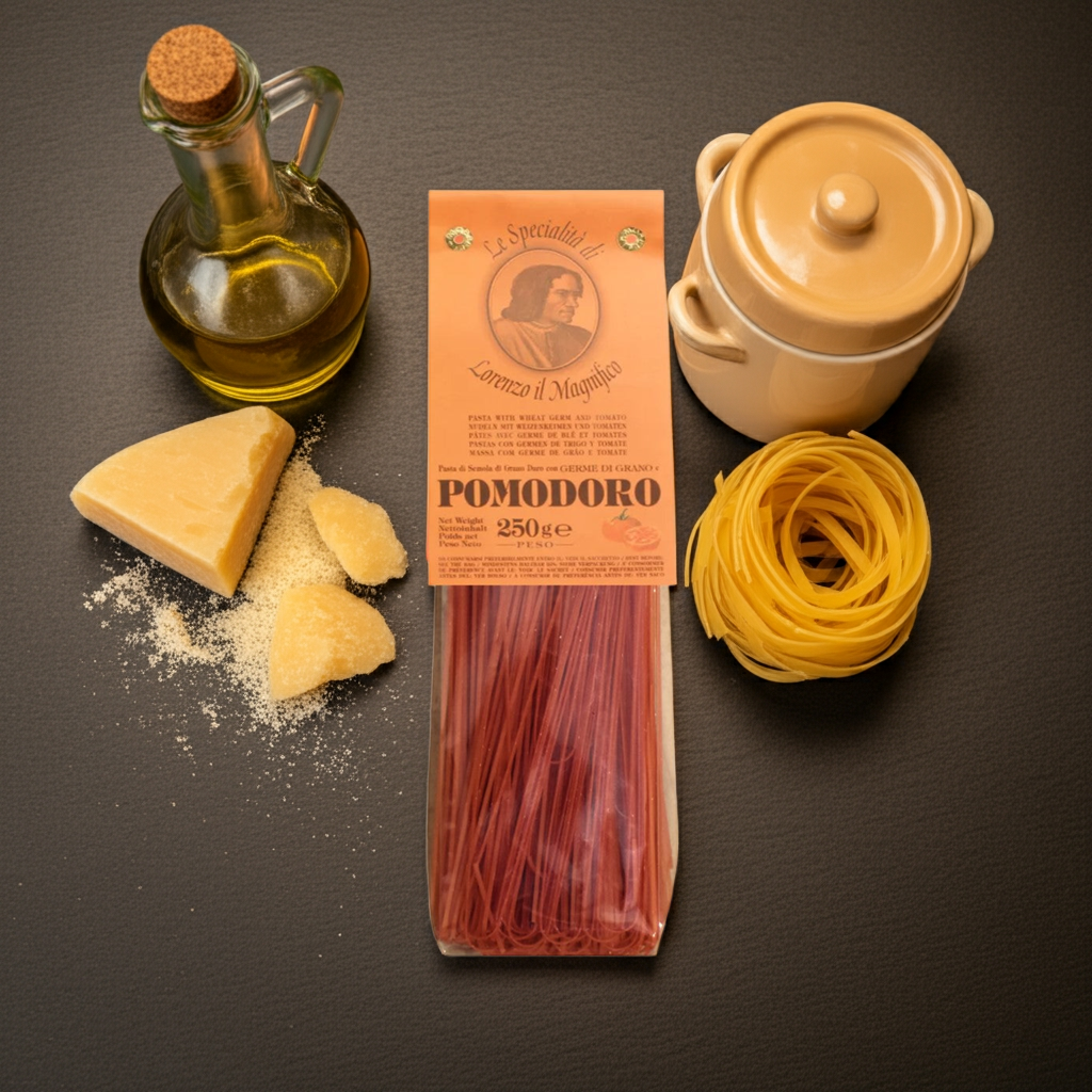 Tagliolini mit Tomaten Stillife
